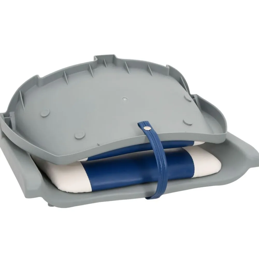 vidaXL Asiento de barco con pedestal altura ajustable 360° giratorio Azul y blanco