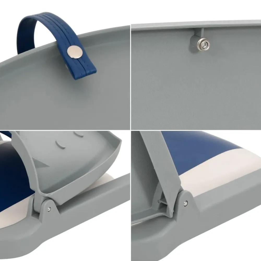vidaXL Asiento de barco con pedestal altura ajustable 360° giratorio Azul y blanco