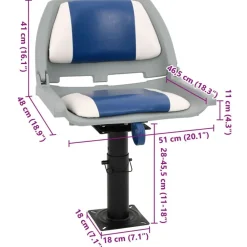 vidaXL Asiento de barco con pedestal altura ajustable 360° giratorio Azul y blanco