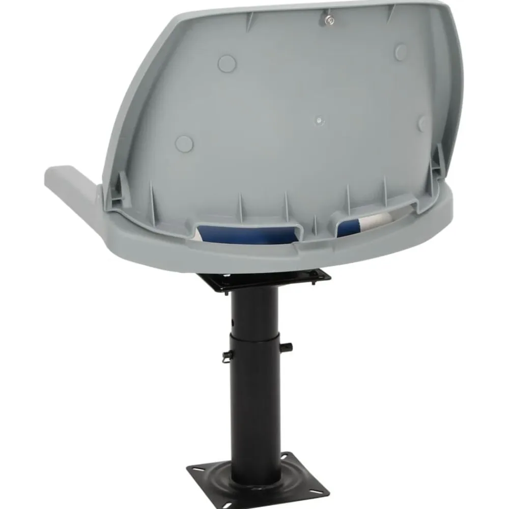 vidaXL Asiento de barco con pedestal altura ajustable 360° giratorio Azul y blanco