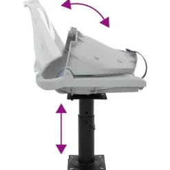 vidaXL Asiento de barco con pedestal altura ajustable 360° giratorio Azul y blanco