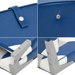vidaXL Asiento de barco con pedestal altura ajustable 360° giratorio Blanco y azul Sale