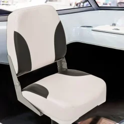 vidaXL Asiento de barco con pedestal altura ajustable 360° giratorio Blanco y negro Online