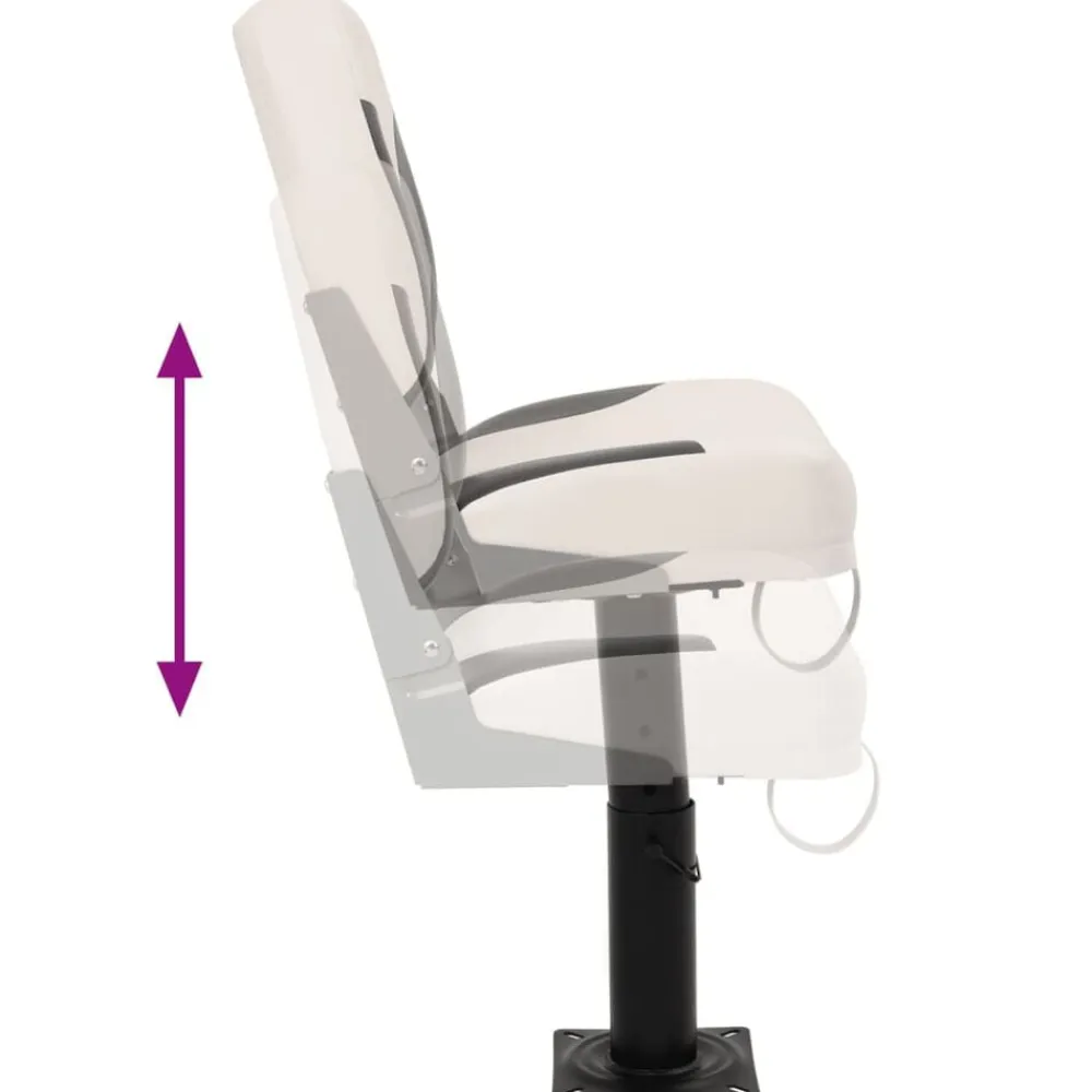vidaXL Asiento de barco con pedestal altura ajustable 360° giratorio Blanco y negro Online