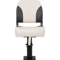 vidaXL Asiento de barco con pedestal altura ajustable 360° giratorio Blanco y negro Online