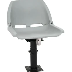 vidaXL Asiento de barco con pedestal altura ajustable 360° giratorio Gris Clearance