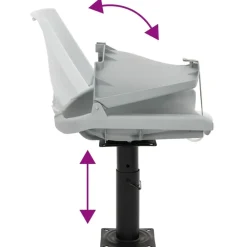 vidaXL Asiento de barco con pedestal altura ajustable 360° giratorio Gris Clearance