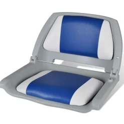vidaXL Asiento de barco respaldo plegable cojín azul blanco 48x51x41cm Azul y blanco Sale