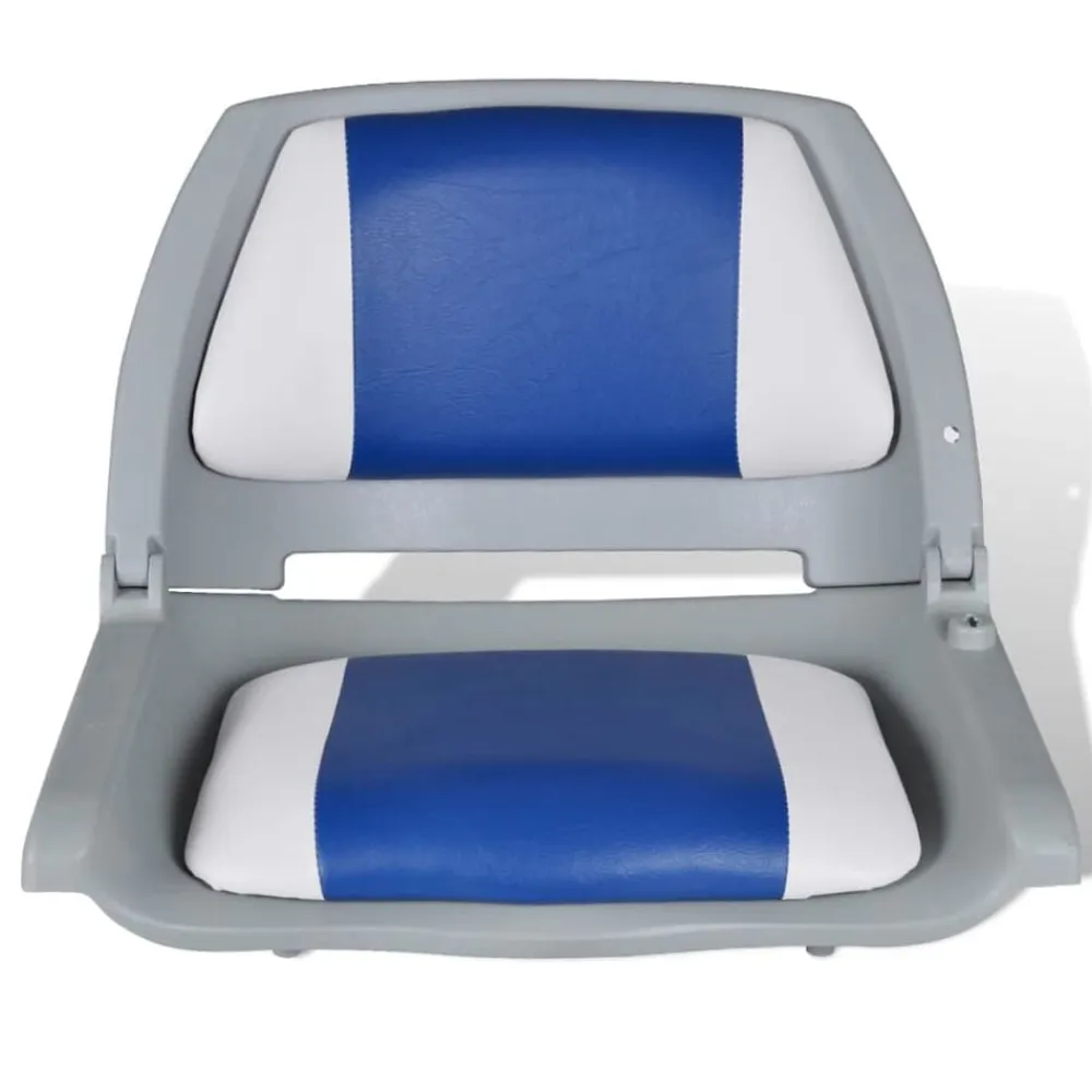 vidaXL Asiento de barco respaldo plegable cojín azul blanco 48x51x41cm Azul y blanco Sale