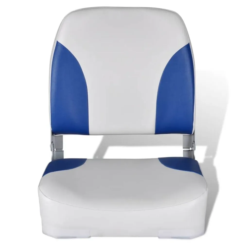 vidaXL Asiento de barco respaldo plegable cojín azul blanco 41x36x48cm Azul y blanco Discount