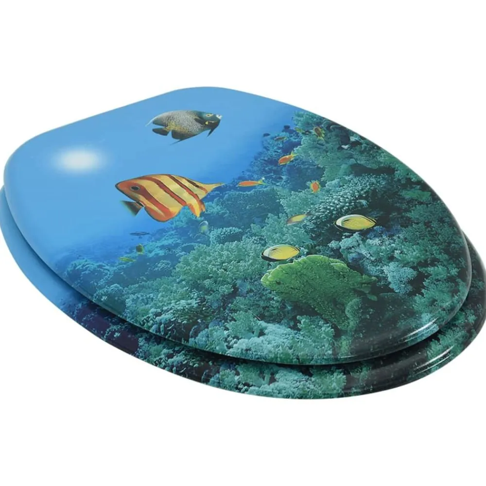 vidaXL Asiento de inodoro con tapa MDF diseño de fondo submarino Online