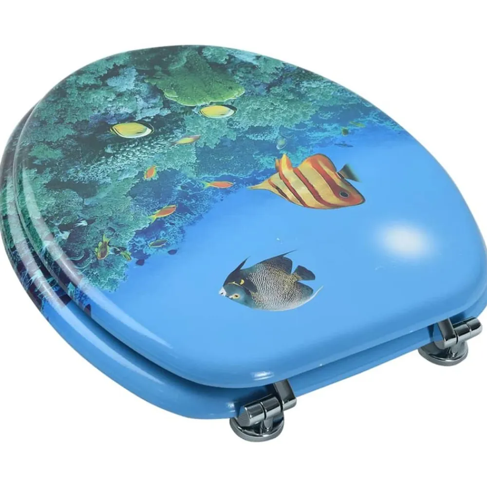 vidaXL Asiento de inodoro con tapa MDF diseño de fondo submarino Online