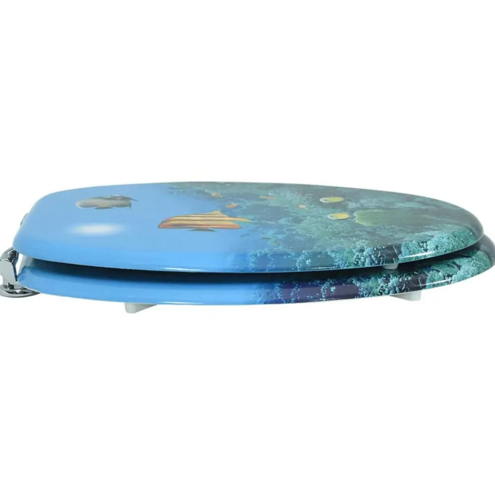 vidaXL Asiento de inodoro con tapa MDF diseño de fondo submarino Online