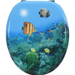 vidaXL Asiento de inodoro con tapa MDF diseño de fondo submarino Online