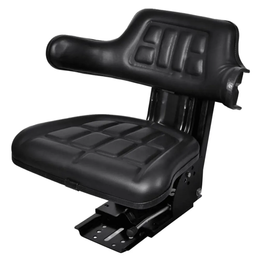 vidaXL Jardín-Asiento de tractor con suspensión negro