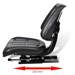 vidaXL Asiento de tractor con respaldo negro Clearance