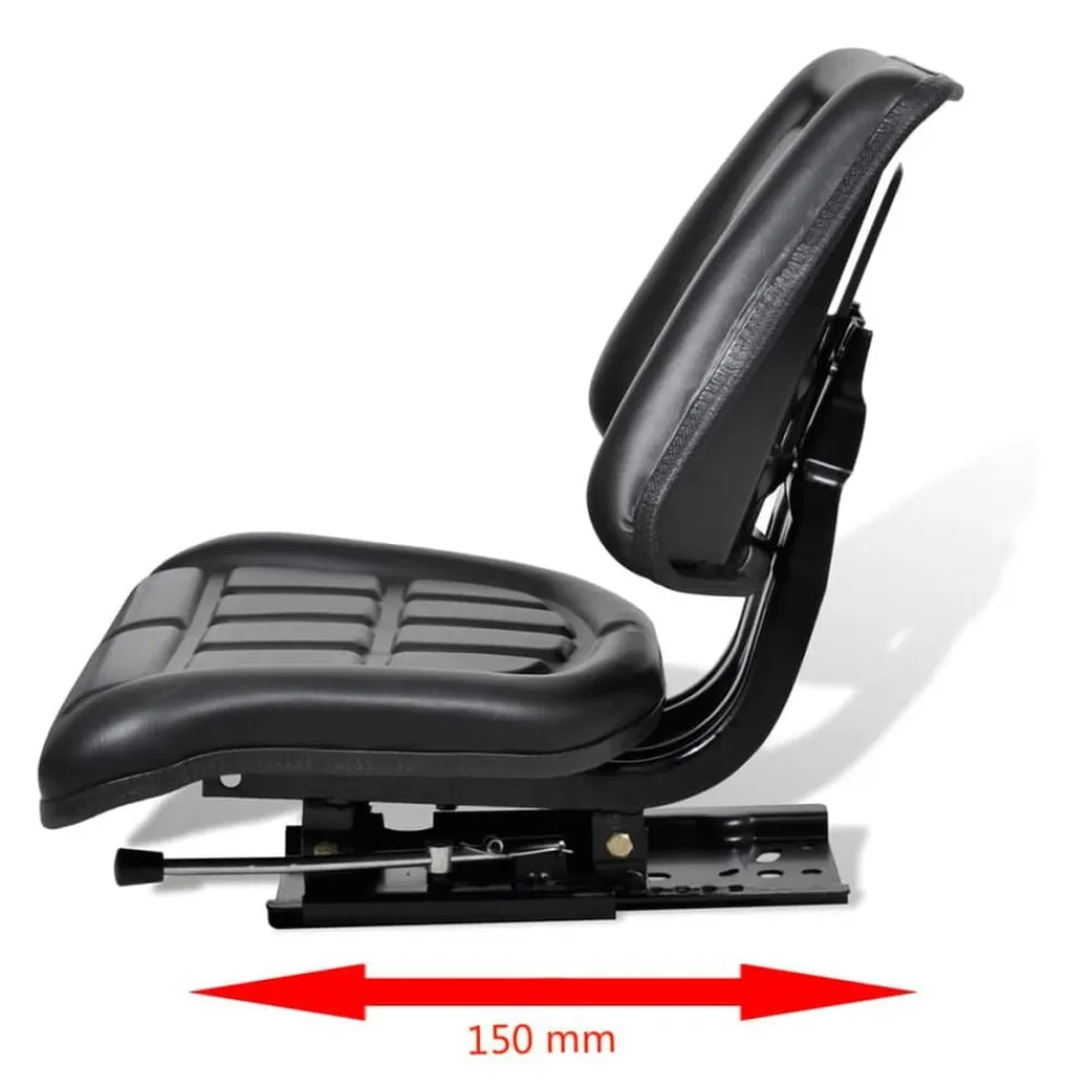 vidaXL Asiento de tractor con respaldo negro Clearance