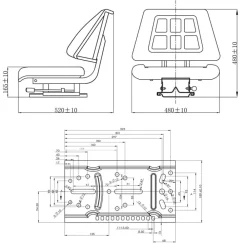 vidaXL Asiento de tractor con respaldo negro Clearance