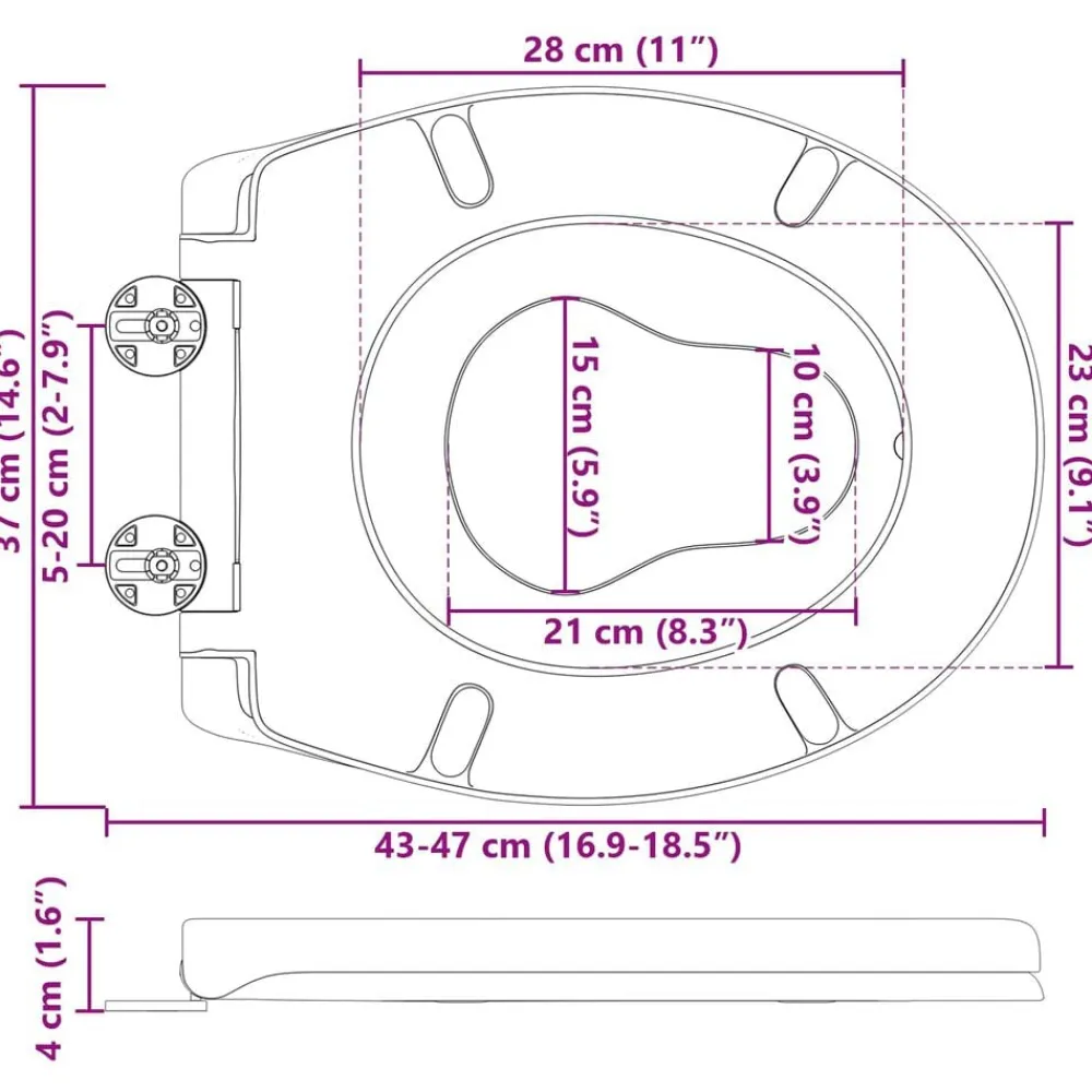 vidaXL Asiento de WC 47 x 37 x 4 cm Duroplast White