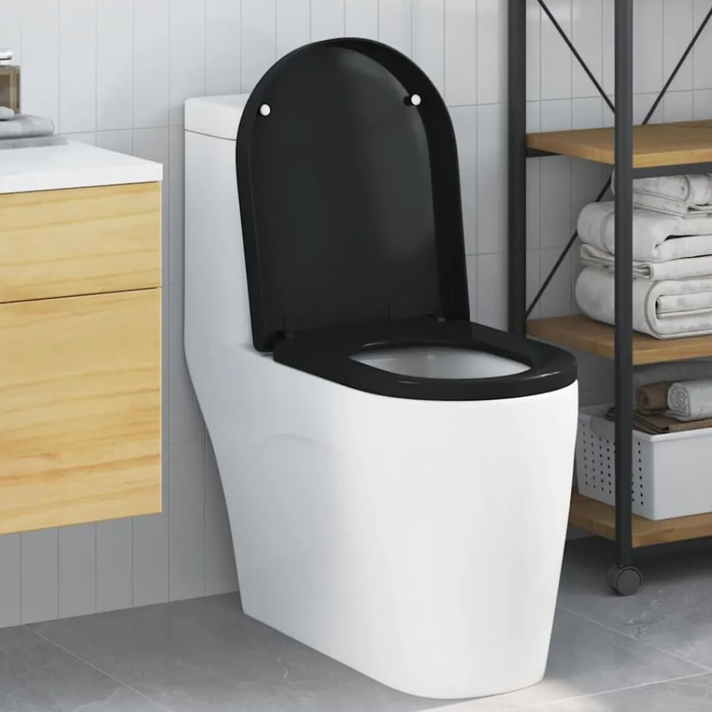 vidaXL Asiento de WC Ajustable 48 x 36,5 x 4,5 cm Polipropileno Negro Best