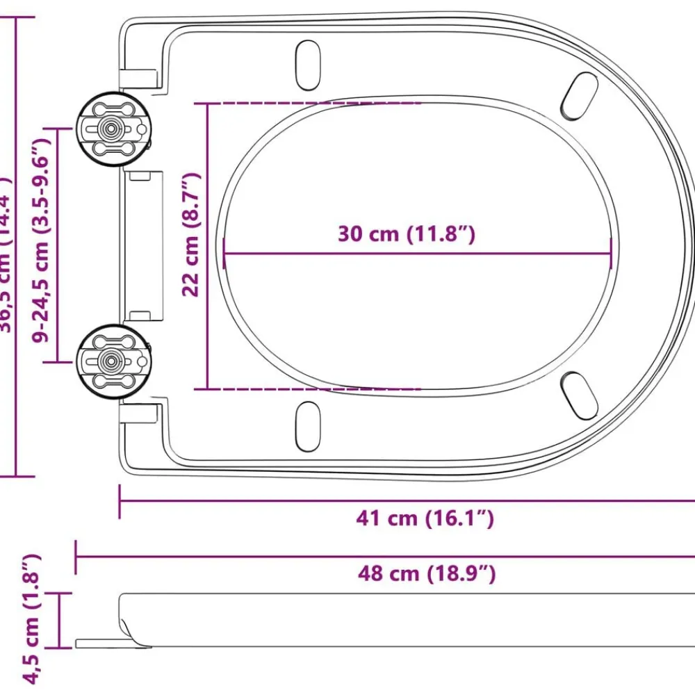 vidaXL Asiento de WC Ajustable 48 x 36,5 x 4,5 cm Polipropileno Negro Best