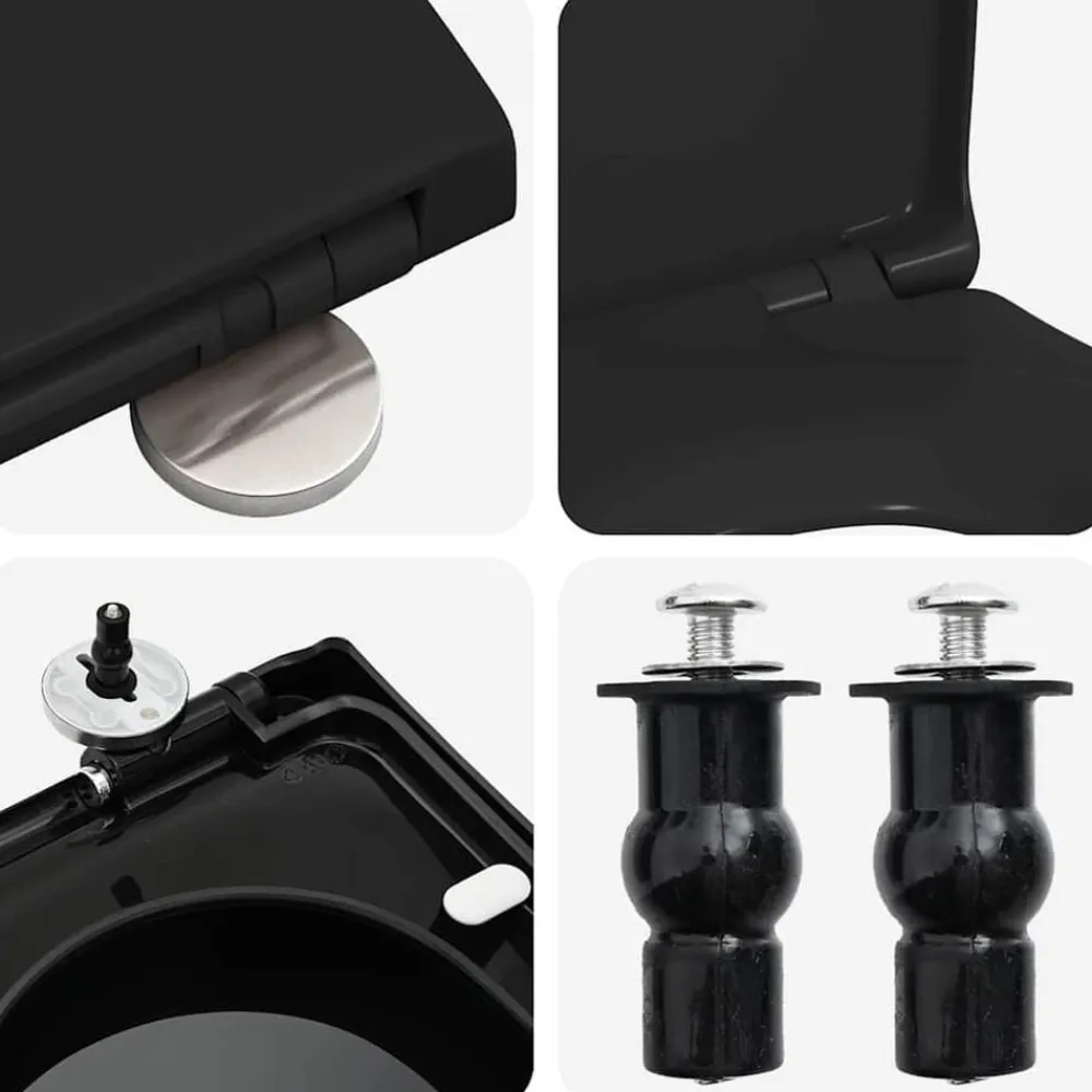 vidaXL Asiento de WC Ajustable 48 x 36,5 x 4,5 cm Polipropileno Negro Best