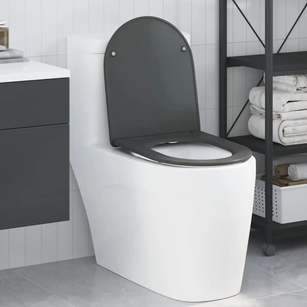 vidaXL Asiento de WC 47 x 36 x 3,4 cm Duroplast Antracita Online