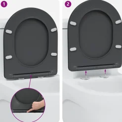 vidaXL Asiento de WC 47 x 36 x 3,4 cm Duroplast Antracita Online