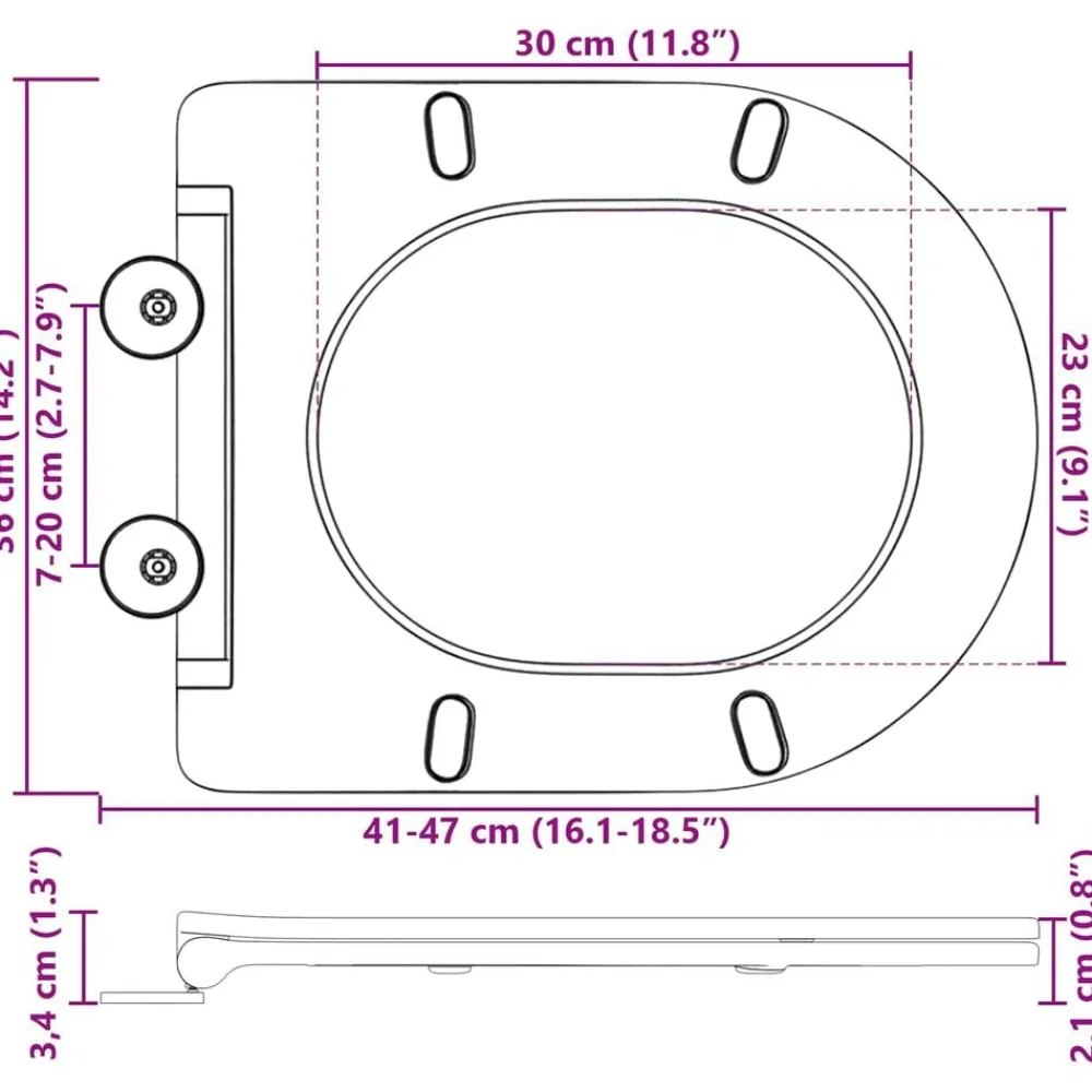vidaXL Asiento de WC 47 x 36 x 3,4 cm Duroplast Antracita Online