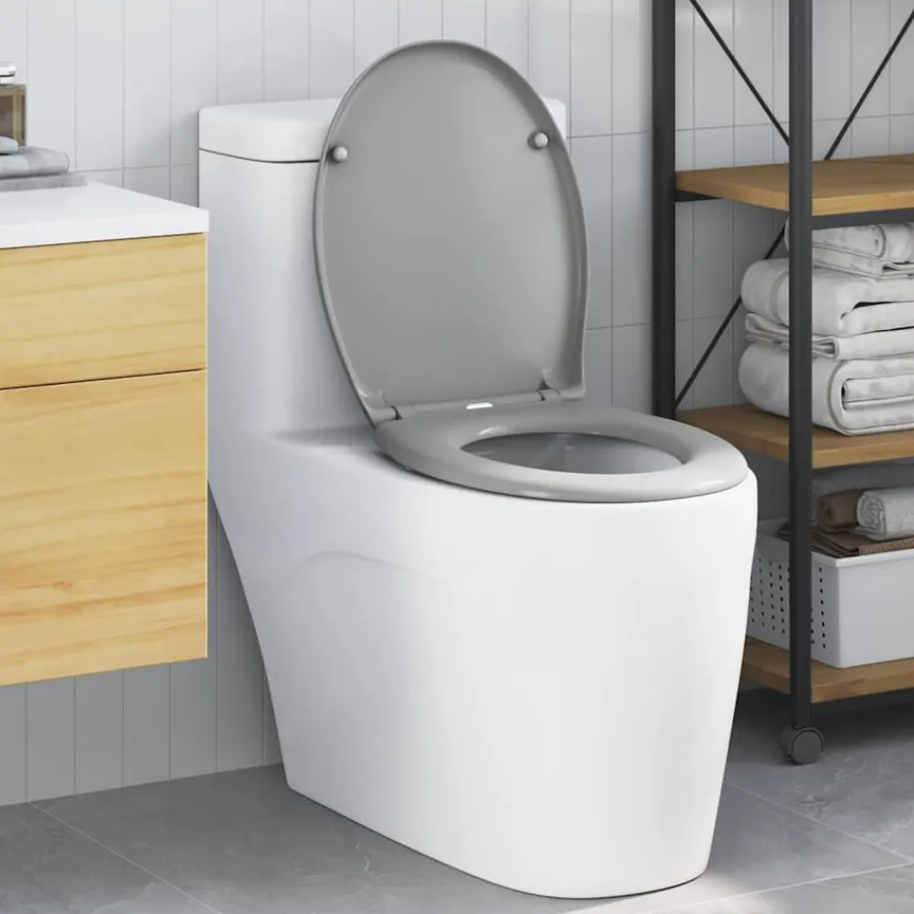 vidaXL Asiento de WC 47 x 37 x 4 cm Duroplast Gris Hot