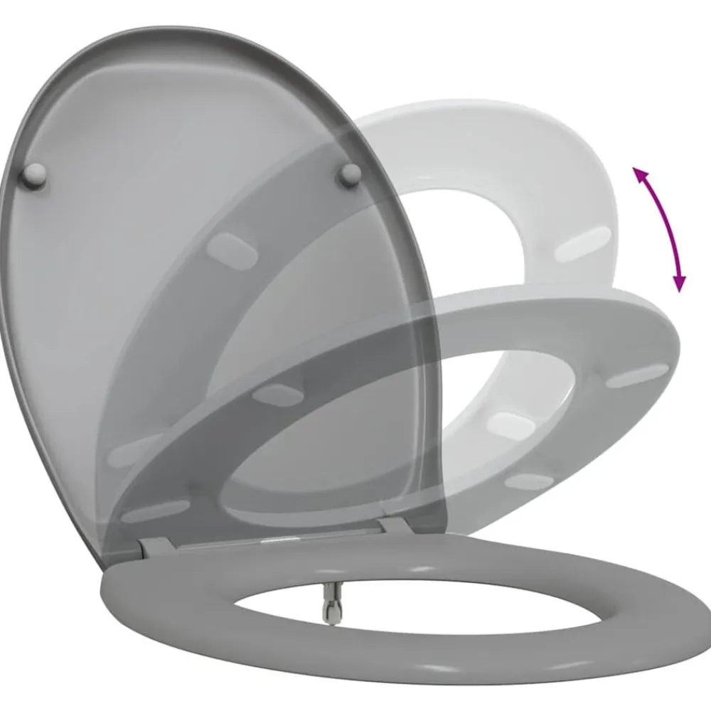 vidaXL Asiento de WC 47 x 37 x 4 cm Duroplast Gris Hot