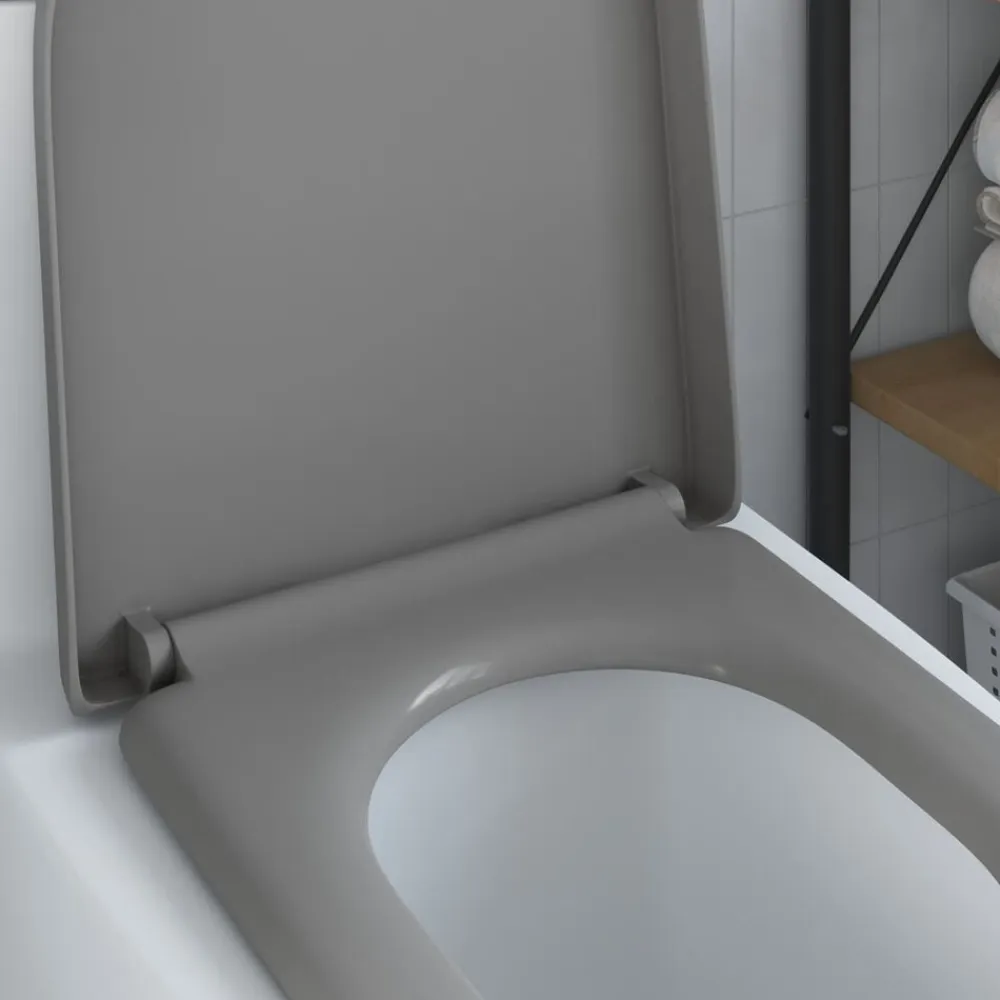 vidaXL Asiento de WC 49 x 36 x 4 cm Duroplast Gris Discount