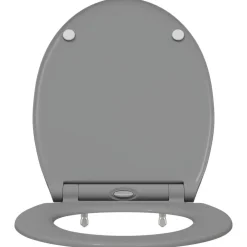 vidaXL Asiento de WC 47 x 37,5 x 3,8 cm Duroplast Gris New