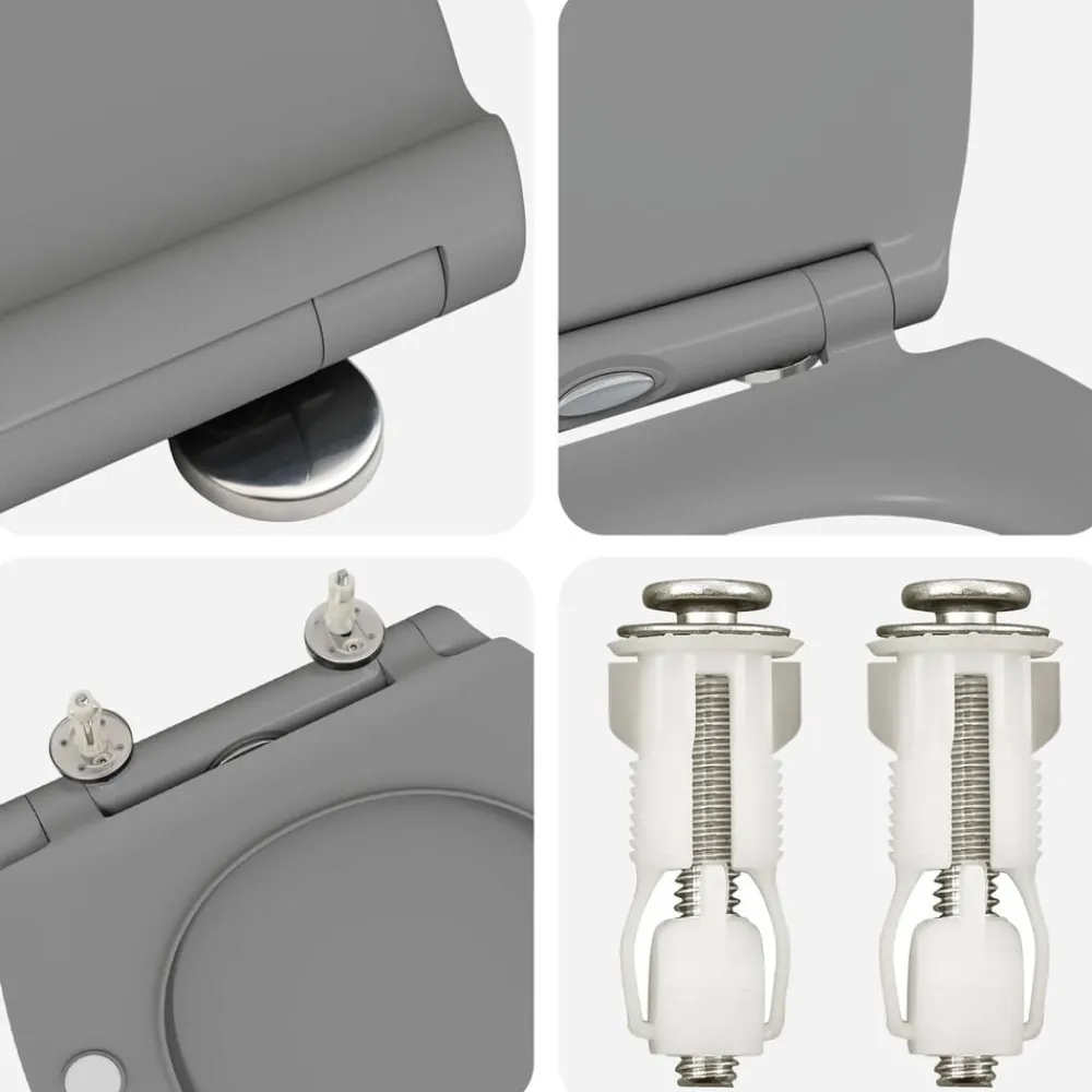 vidaXL Asiento de WC 47 x 37,5 x 3,8 cm Duroplast Gris New