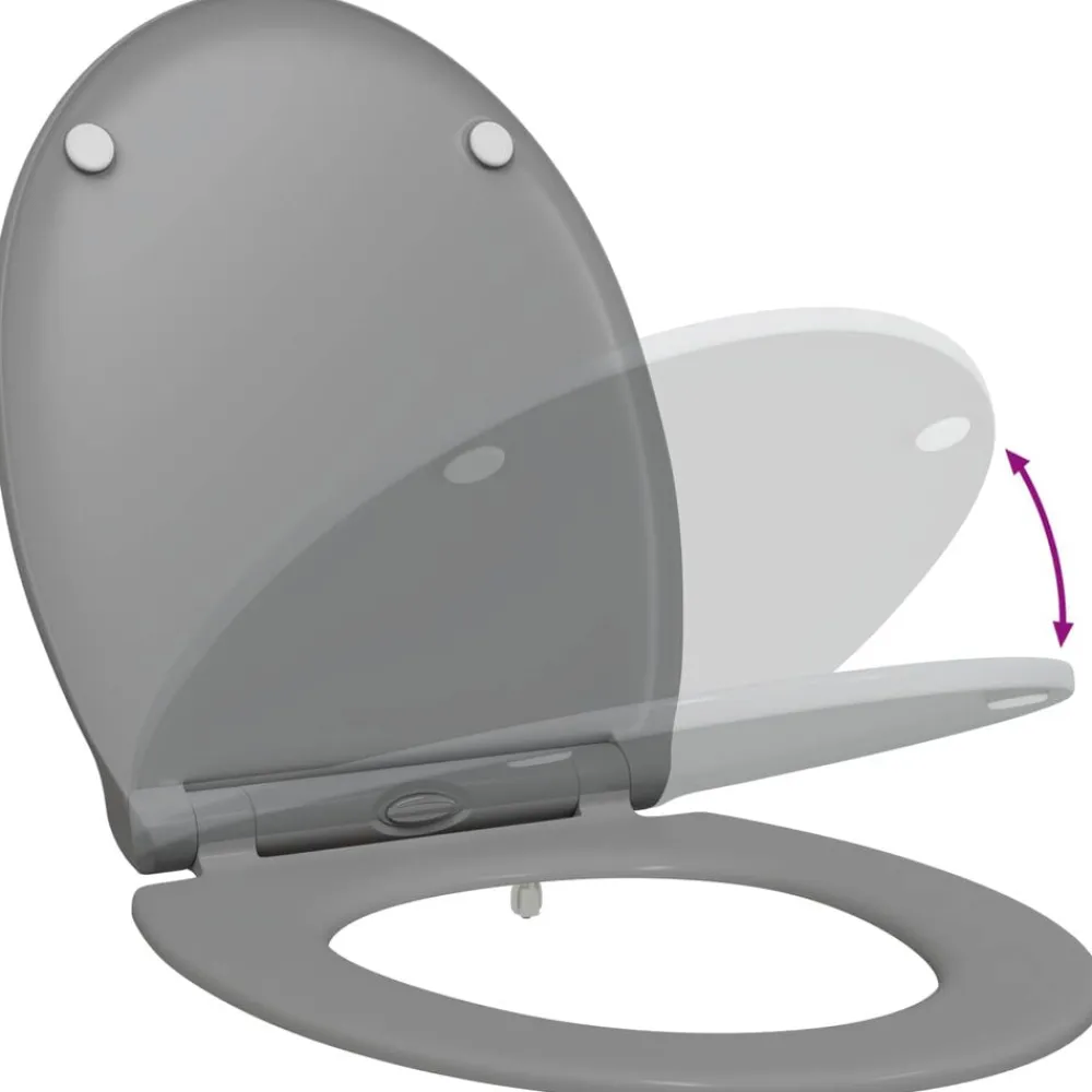 vidaXL Asiento de WC 47 x 37,5 x 3,8 cm Duroplast Gris New