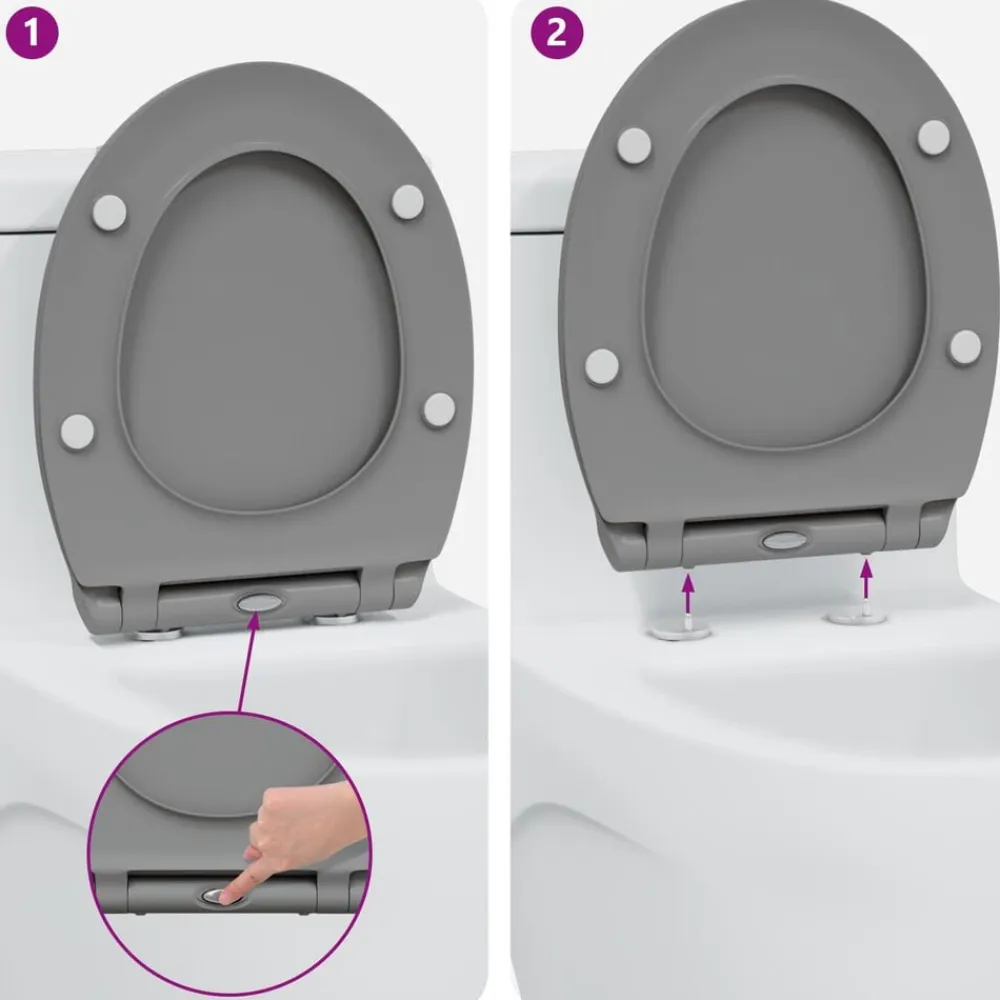 vidaXL Asiento de WC 47 x 37,5 x 3,8 cm Duroplast Gris New