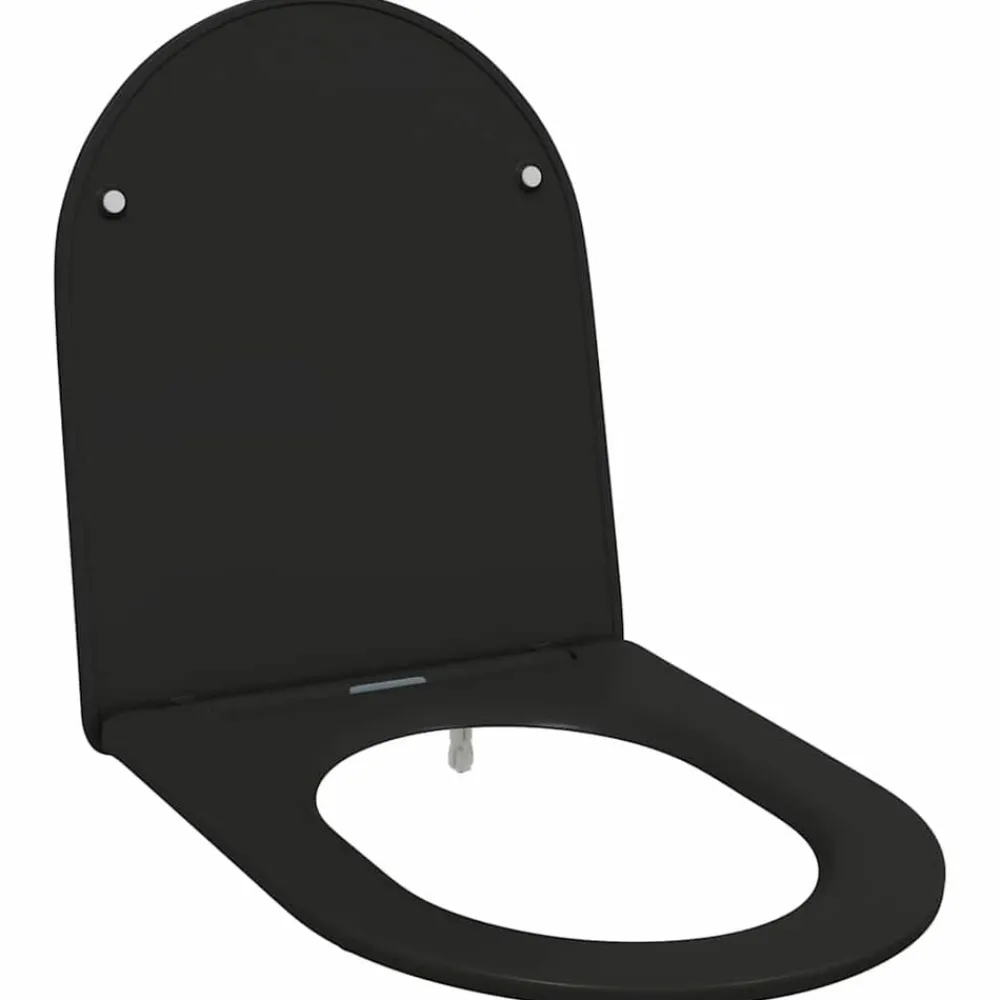 vidaXL Asiento de WC 47 x 36 x 3,4 cm Duroplast Negro