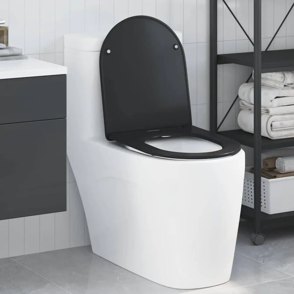 vidaXL Asiento de WC 47 x 36 x 3,4 cm Duroplast Negro