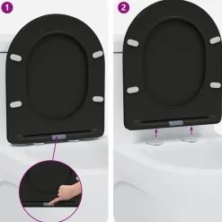 vidaXL Asiento de WC 47 x 36 x 3,4 cm Duroplast Negro