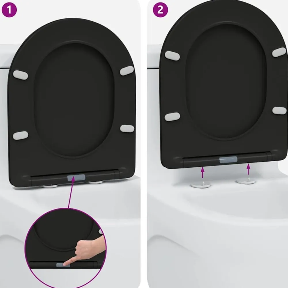 vidaXL Asiento de WC 47 x 36 x 3,4 cm Duroplast Negro