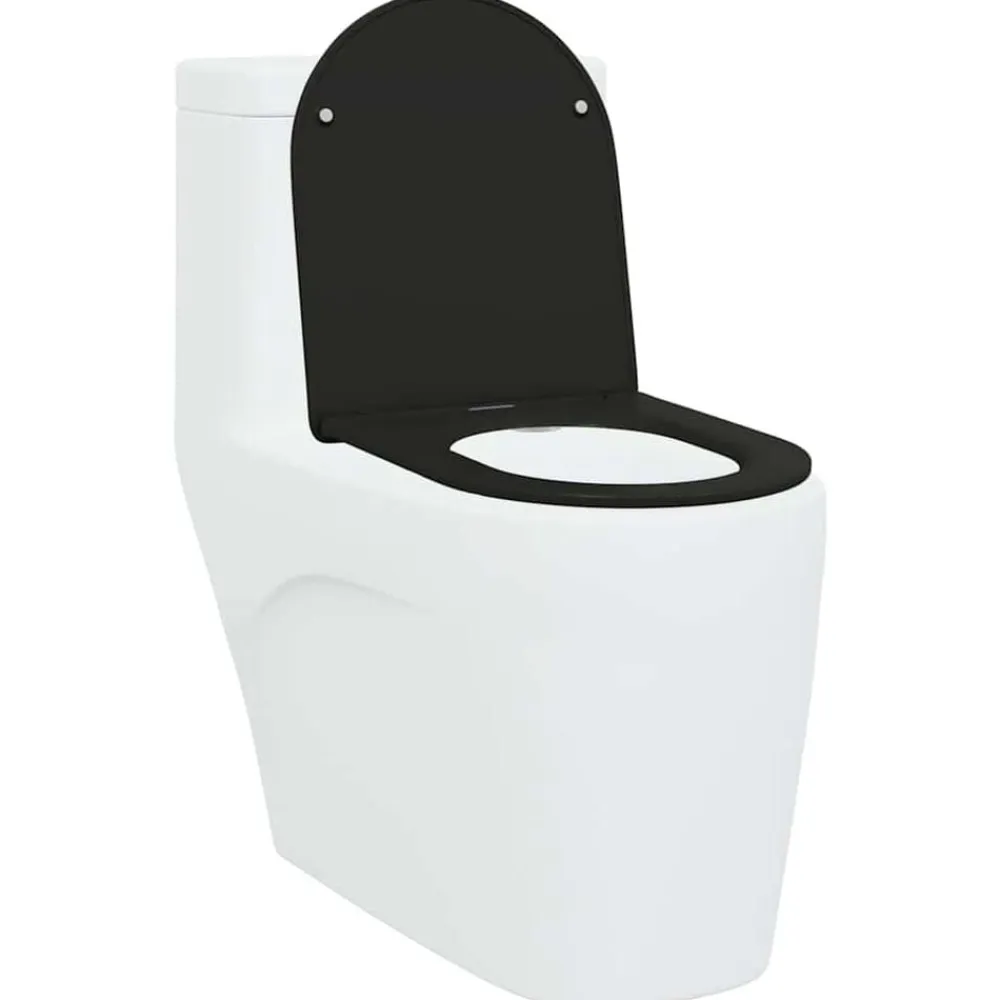 vidaXL Asiento de WC 47 x 36 x 3,4 cm Duroplast Negro