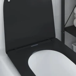 vidaXL Asiento de WC 47 x 36 x 3,4 cm Duroplast Negro