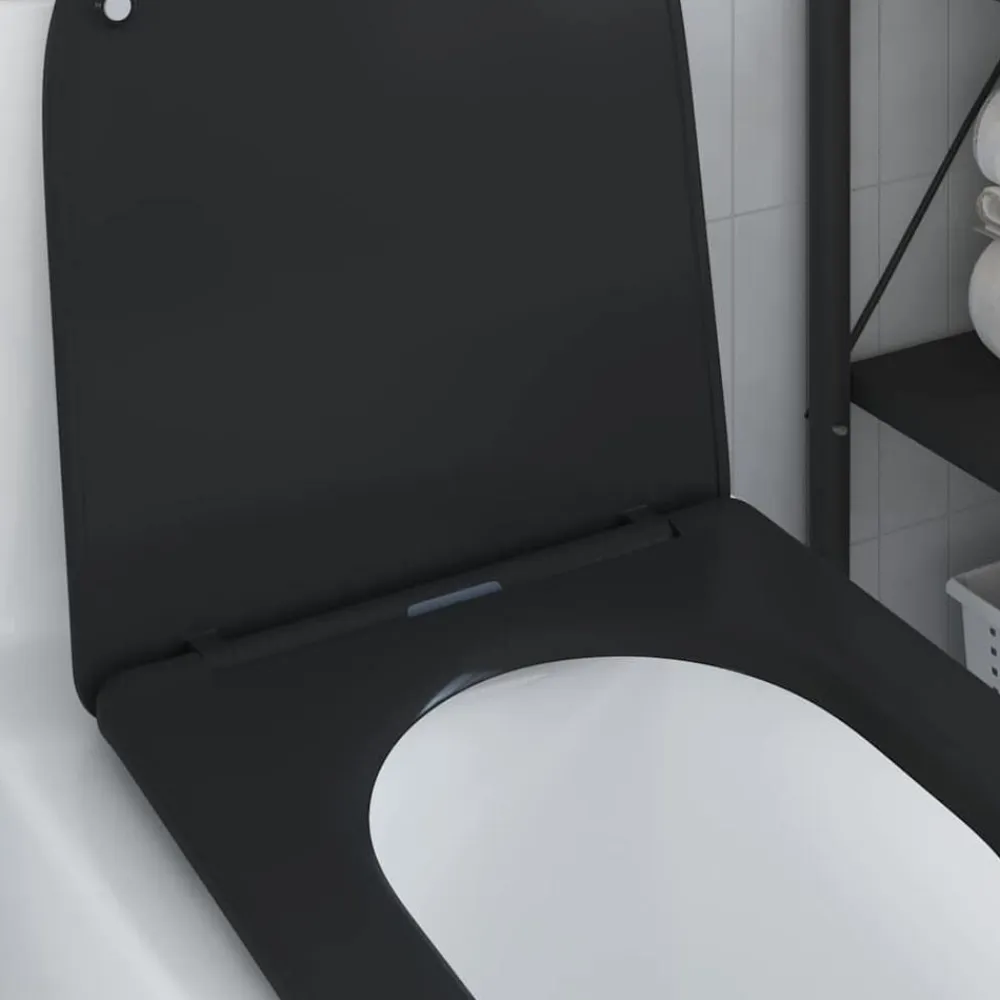vidaXL Asiento de WC 47 x 36 x 3,4 cm Duroplast Negro