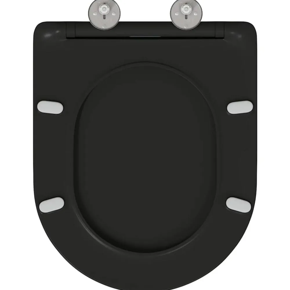 vidaXL Asiento de WC 47 x 36 x 3,4 cm Duroplast Negro