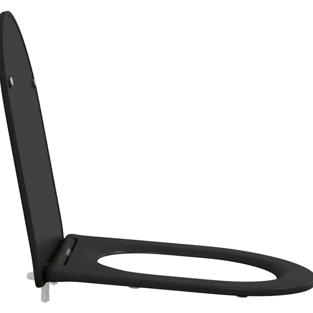 vidaXL Asiento de WC 47 x 36 x 3,4 cm Duroplast Negro