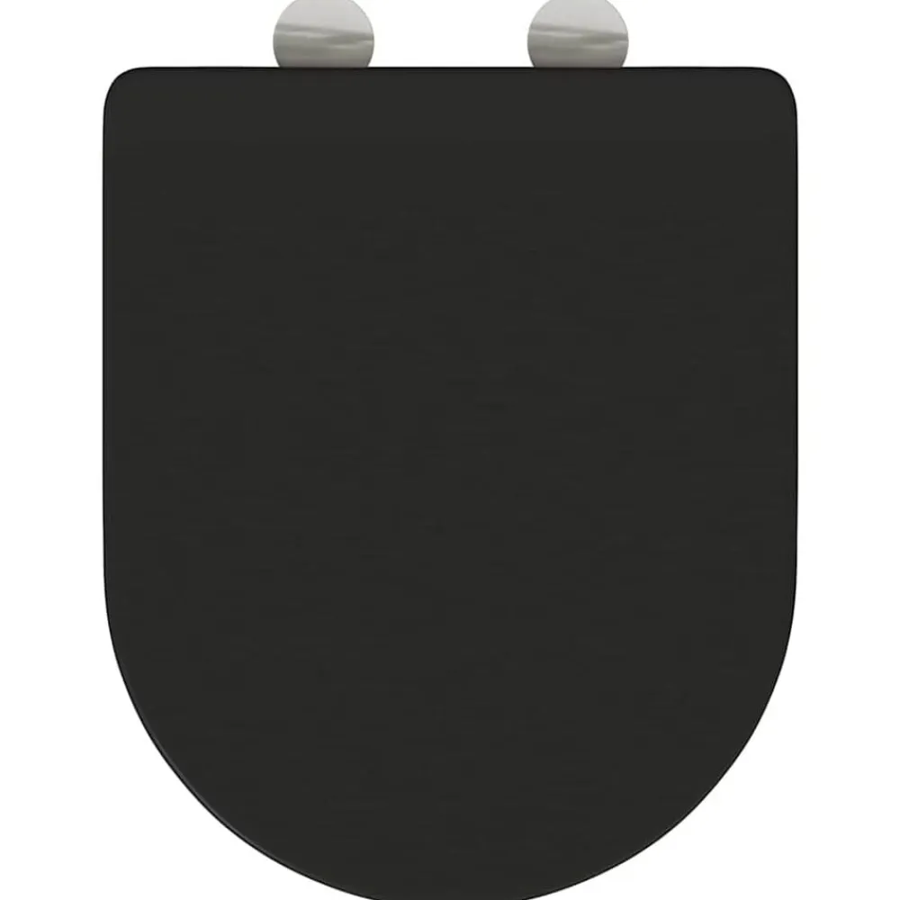 vidaXL Asiento de WC 47 x 36 x 3,4 cm Duroplast Negro