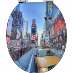 vidaXL Fontanería-Asiento inodoro WC 2 uds tapa cierre suave MDF diseño New York