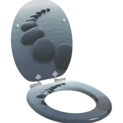 vidaXL Asiento inodoro WC 2 uds tapa de cierre suave MDF diseño rocas Outlet