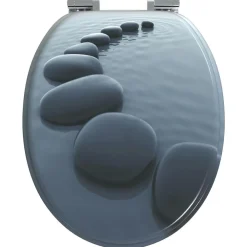 vidaXL Asiento inodoro WC 2 uds tapa de cierre suave MDF diseño rocas Outlet