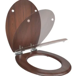 vidaXL Asiento inodoro WC tapa de cierre suave MDF marrón Clearance